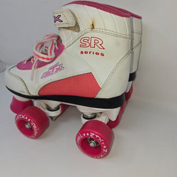 Pacer Girls' Roller Skates ZTX SR Series Pink White Leather Youth Size 3 VG - Picture 3 of 16